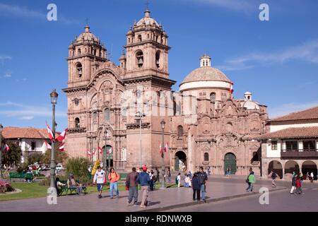 Iglesia de la Compania de Jesus church, Plaza Mayor, Cuzco, Cusco, Peru, South America Stock Photo