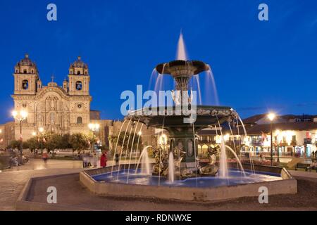 Iglesia de la Compania de Jesus church, Plaza Mayor, Cuzco, Cusco, Peru, South America Stock Photo