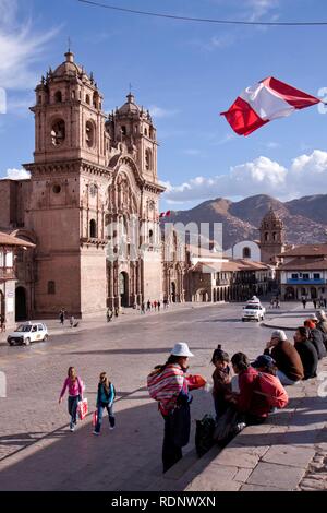 Iglesia de la Compania de Jesus church, Plaza Mayor, Cuzco, Cusco, Peru, South America Stock Photo