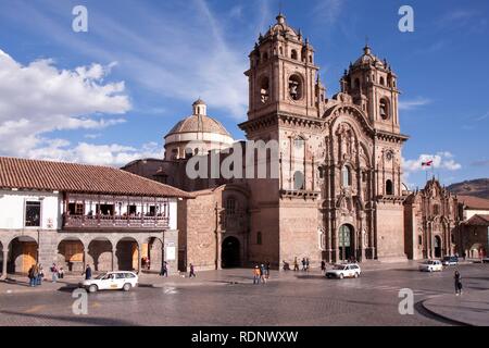 Iglesia de la Compania de Jesus church, Plaza Mayor, Cuzco, Cusco, Peru, South America Stock Photo