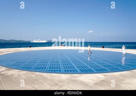 Solar cell circle at the water front of Zadar, Adriatic Coast, Dalmatia, Croatia, Europe Stock Photo