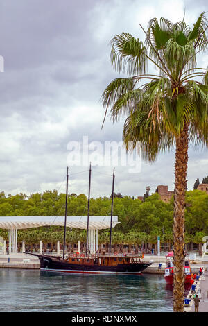 Malaga, Spain - April 10, 2018. Goleta Anne Bonny in the port of Malaga, Spain Stock Photo