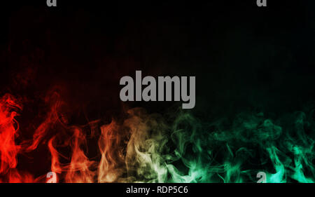 Black Background Infused With Vibrant Green Smoke Texture, Steam