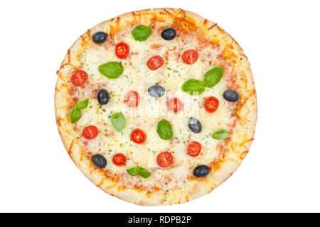 Pizza margarita margherita from above isolated on a white background Stock Photo