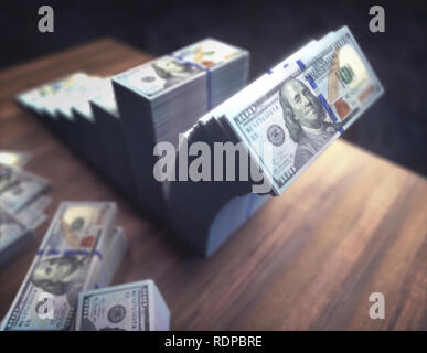 100 US dollar bills in a stack, illustration. Stock Photo