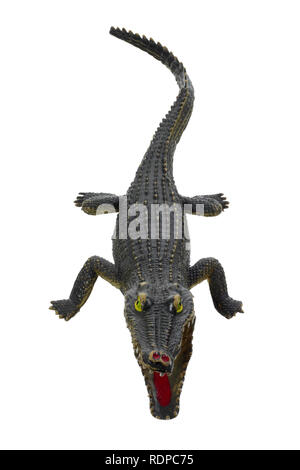 Rubber Crocodile on White Background Stock Photo