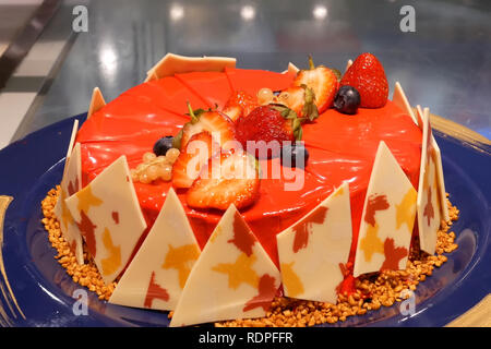 Close up of cakes for customer inside restaurant Stock Photo