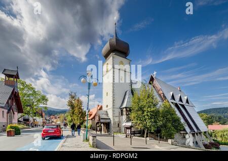 KARPACZ, LOWER SILESIAN PROVINCE / POLAND - SEPTEMBER 28, 2018: Parish Church of the Visitation of the Blessed Virgin Mary. Stock Photo