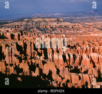USA, Utah, Bryce Canyon National Park, Colorful hoodoos in Bryce Amphitheater, view northeast from Inspiration Point. Stock Photo