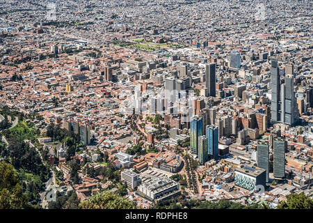 Downtown of the city of Bogota, Colombia. Viewed from Monserrate. Stock Photo