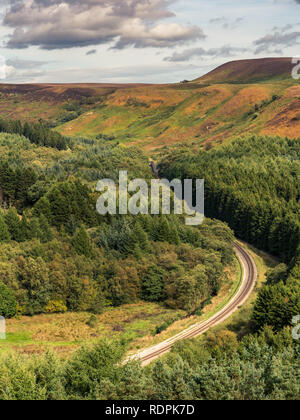 North York Moors landscape in Newtondale, seen from the Levisham Moor, North Yorkshire, England, UK Stock Photo