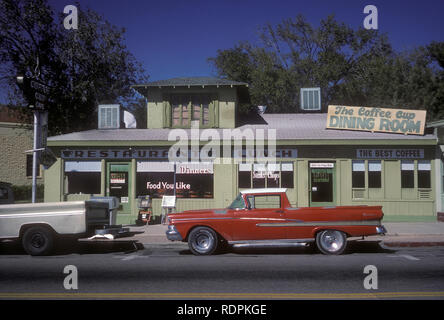 Ford Rancharo pick up outside a diner in a small town in Arizona USA 1977 Stock Photo