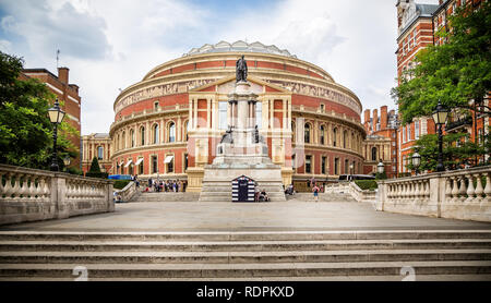 The Royal Albert Hall and Prince Albert Statue taken in South Kensington, London, UK on 26 July 2014 Stock Photo