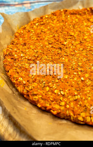 Blat for pizza of sweet potato and oat seeds Stock Photo
