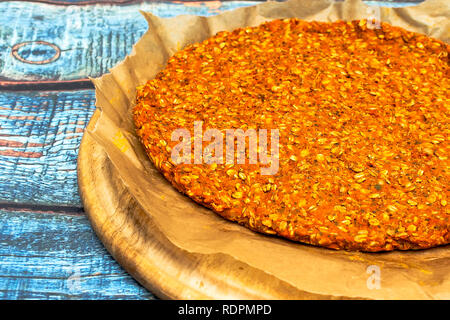 Blat for pizza of sweet potato and oat seeds Stock Photo