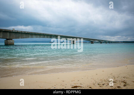 Bridge to Kouri-jima Island, Okinawa, Japan Stock Photo