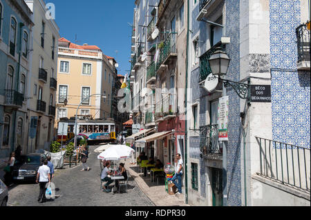 General view daily life in Alfama, Lisbon, Portugal Stock Photo