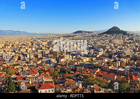 View of Mount Lycabettus and the City of Athens Stock Photo