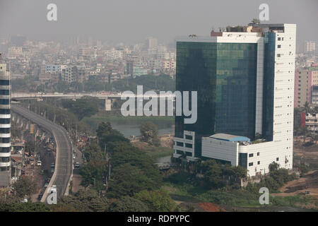 Dhaka, Bangladesh - January 13, 2019: The 16-storey office building of the Bangladesh Garment Manufacturers and Exporters Association (BGMEA) was buil Stock Photo