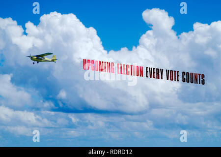 Airplane Towing Election Banner Stock Photo