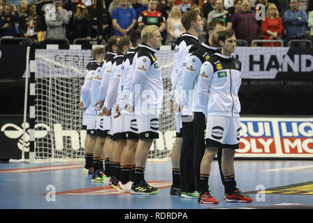 Berlin, Germany. 17th Jan, 2019. Team Germany during the IHF Men's World Championship 2019, Group A handball match between Germany and Serbia on January 17, 2019 at Mercedes-Benz Arena in Berlin, Germany - Photo Laurent Lairys/DPPI Credit: Laurent Lairys/Agence Locevaphotos/Alamy Live News Stock Photo