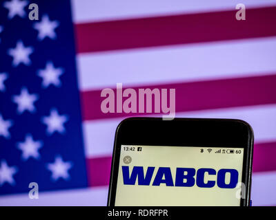 Kiev, Ukraine. 18th Jan, 2019. WABCO Vehicle Control Systems Commercial company logo seen displayed on a smart phone. Credit: Igor Golovniov/SOPA Images/ZUMA Wire/Alamy Live News Stock Photo