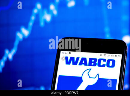 Kiev, Ukraine. 18th Jan, 2019. WABCO Vehicle Control Systems Commercial company logo seen displayed on a smart phone. Credit: Igor Golovniov/SOPA Images/ZUMA Wire/Alamy Live News Stock Photo