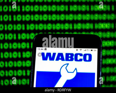 Kiev, Ukraine. 18th Jan, 2019. WABCO Vehicle Control Systems Commercial company logo seen displayed on a smart phone. Credit: Igor Golovniov/SOPA Images/ZUMA Wire/Alamy Live News Stock Photo