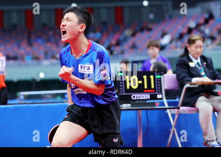 Osaka, Japan. 18th Jan, 2019. Tomokazu Harimoto Table Tennis : All Japan Table Tennis Championships 2019 Men's Singles at Maruzen Intec Arena Osaka in Osaka, Japan . Credit: Naoki Nishimura/AFLO SPORT/Alamy Live News Stock Photo