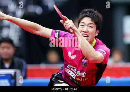 Osaka, Japan. 18th Jan, 2019. Jun Mizutani Table Tennis : All Japan Table Tennis Championships 2019 Men's Singles at Maruzen Intec Arena Osaka in Osaka, Japan . Credit: Naoki Nishimura/AFLO SPORT/Alamy Live News Stock Photo