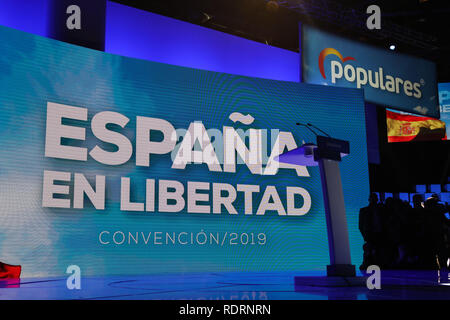 Madrid, Spain. 19th Jan, 2019. The PP celebrates its national convention to establish the main lines of its electoral program for the three elections scheduled for May 26 and are key to gauge the leadership of the popular president, Pablo Casado Credit: Jesus Hellin/ZUMA Wire/Alamy Live News Stock Photo