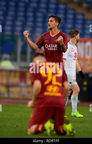 Italy, 19th January 2019.    Foto Fabio Rossi/AS Roma/LaPresse 19/1/2019  Roma (Italia) Sport Calcio Roma - Torino Campionato Italiano Serie A TIM 2018/2019 - Stadio Olimpico di Roma Nella foto: Lorenzo Pellegrini   Photo Fabio Rossi/AS Roma/LaPresse 19/1/2019  Rome (Italy) Sport Soccer Roma - Torino Italian Football Championship League Serie A Tim 2018/2019 - Stadio Olimpico of Rome In the pic: Lorenzo Pellegrini Credit: LaPresse/Alamy Live News Credit: LaPresse/Alamy Live News Credit: LaPresse/Alamy Live News Credit: LaPresse/Alamy Live News Stock Photo