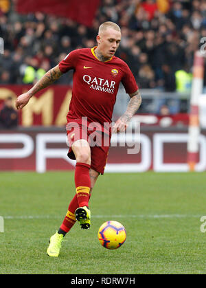 Rome, Italy, 19th January, 2019. Roma's Rick Karsdorp in action during the Serie A soccer match between Roma and Torino at the Olympic Stadium. Roma won 3-2. © Riccardo De Luca UPDATE IMAGES/ Alamy Live News Stock Photo