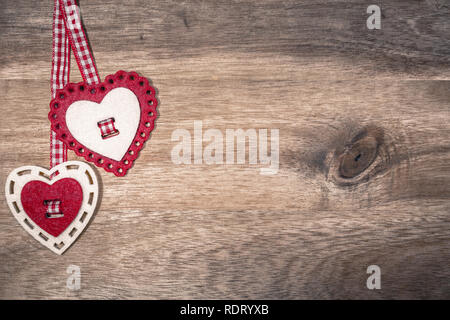 Two Wooden Hearts On Rustic Wood Background. Valentines Days Concept. Love  Symbol. Greeting Card. Stock Photo, Picture and Royalty Free Image. Image  86314155.