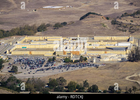 Aerial view of California Men's Colony, a male-only state prison located northwest of the city of San Luis Obispo, San Luis Obispo County, California Stock Photo