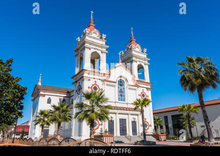 Five Wounds Portuguese National Church, the Portuguese parish in San Jose, San Francisco bay area, California; blue sky background Stock Photo