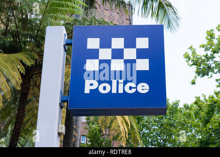 Australian police station sign in Sydney NSW Australia Stock Photo