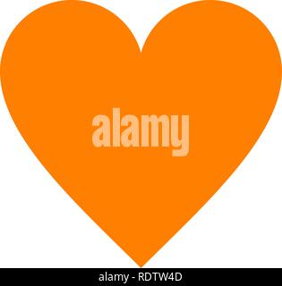 Heart symbol icon - orange simple, isolated - vector illustration Stock Vector