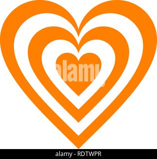 Heart target symbol icon - orange simple, isolated - vector illustration Stock Vector