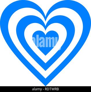 Heart target symbol icon - blue simple, isolated - vector illustration Stock Vector