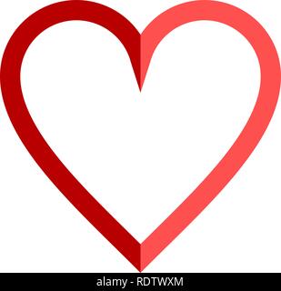 Heart symbol icon - red simple outlined, isolated - vector illustration Stock Vector