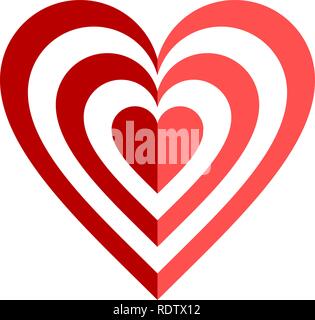 Heart target symbol icon - red simple, isolated - vector illustration Stock Vector