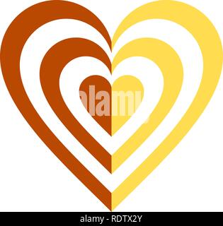 Heart target symbol icon - orange simple, isolated - vector illustration Stock Vector