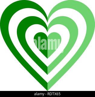 Heart target symbol icon - green simple, isolated - vector illustration Stock Vector