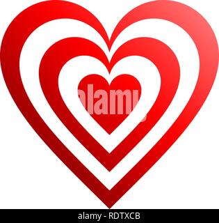 Heart target symbol icon - red gradient, isolated - vector illustration Stock Vector