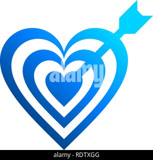 Heart target with arrow symbol icon - blue gradient, isolated - vector illustration Stock Vector