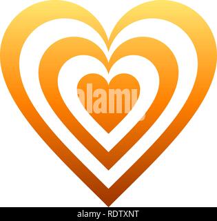 Heart target symbol icon - orange gradient, isolated - vector illustration Stock Vector