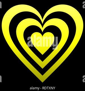 Heart target symbol icon - yellow gradient, isolated - vector illustration Stock Vector