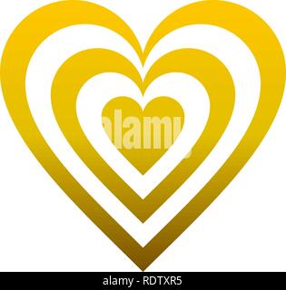 Heart target symbol icon - golden gradient, isolated - vector illustration Stock Vector