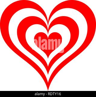 Heart target symbol icon - red simple, isolated - vector illustration Stock Vector